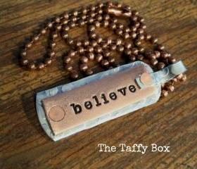 Artisan Tag Necklace - believe - hand stamped