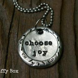 Choose Joy Pewter Wax Seal Necklace